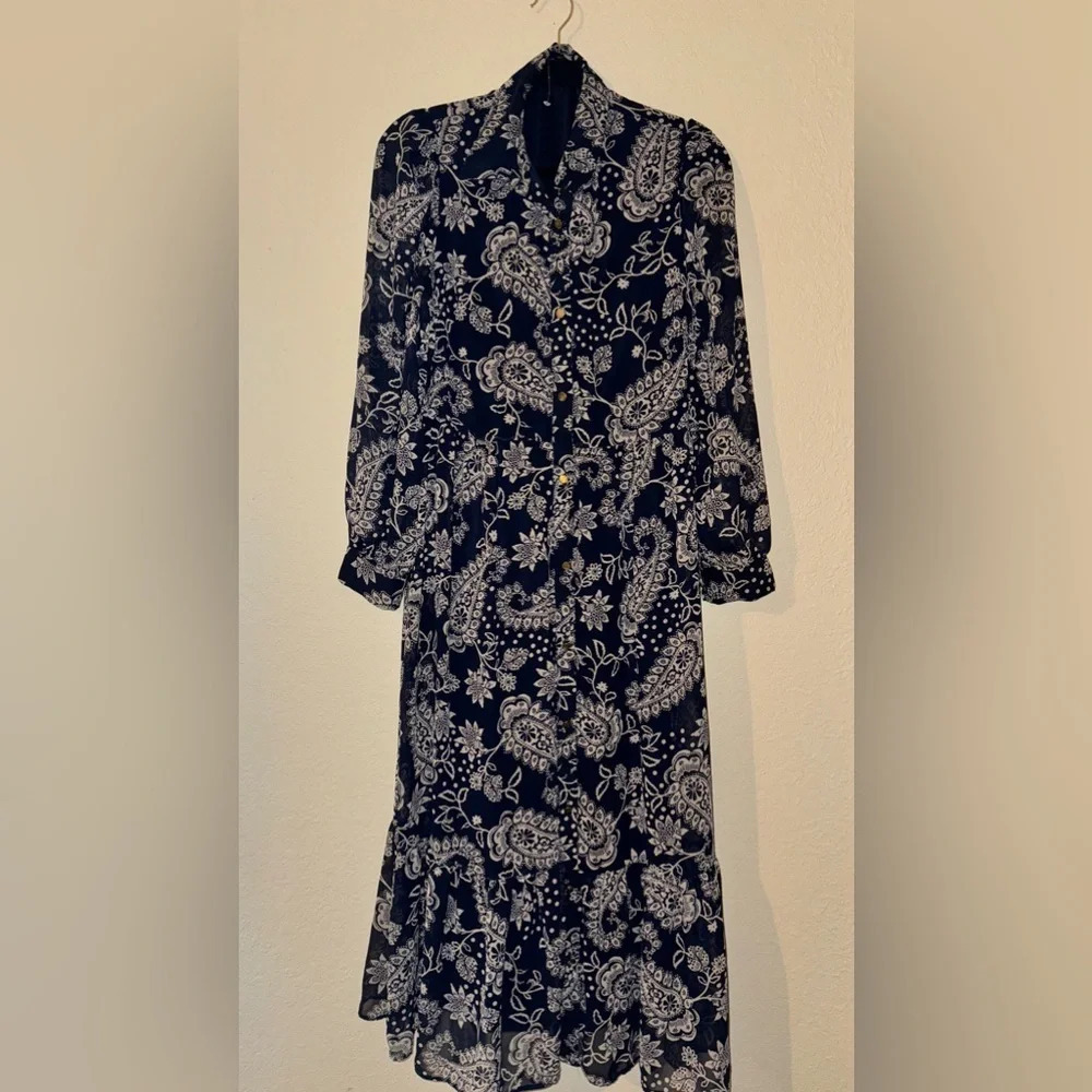 Navy Chiffon Dress